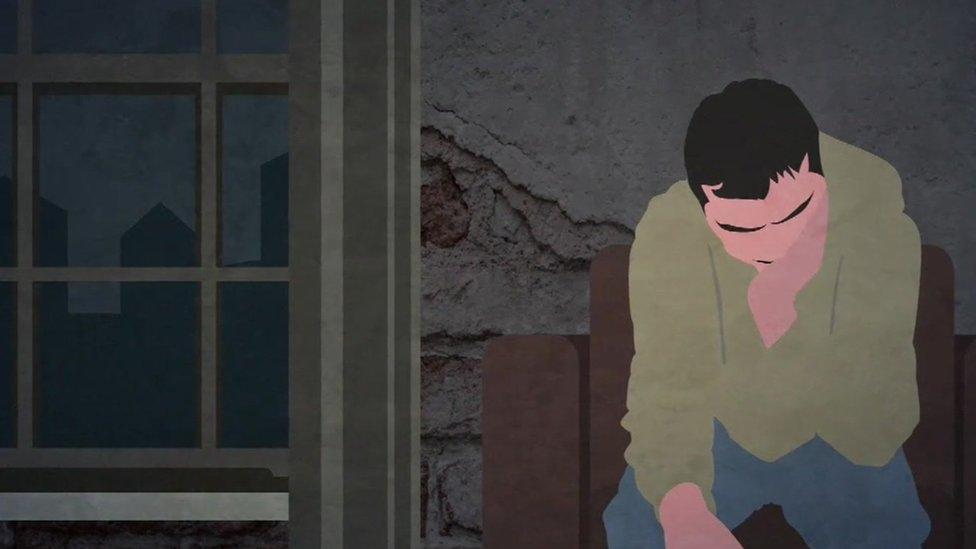 Animation showing 'James' in despair