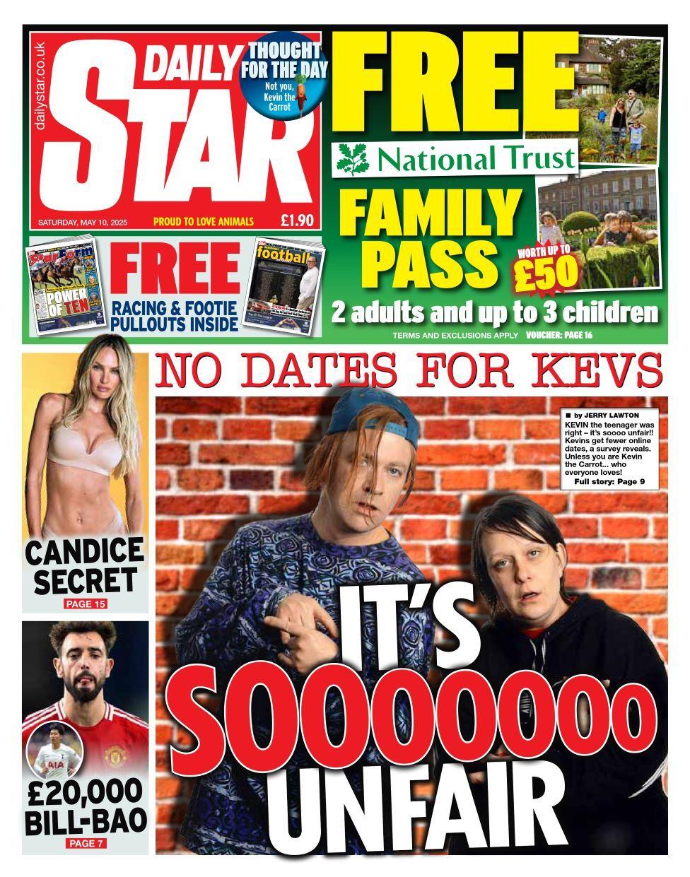 Daily Star front page on Saturday 10 May 2025