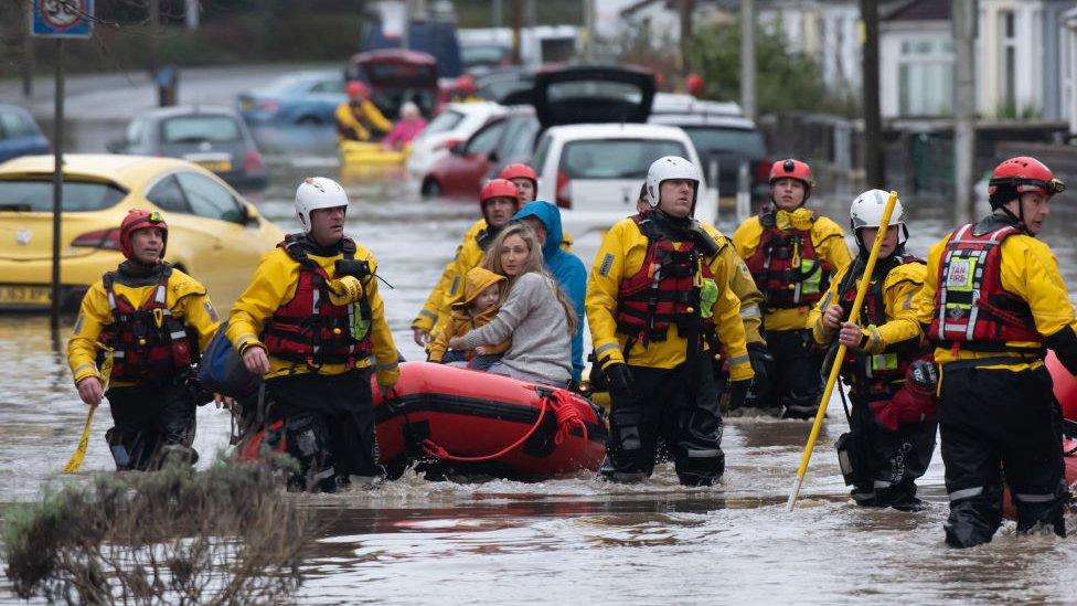 Family being evacuated