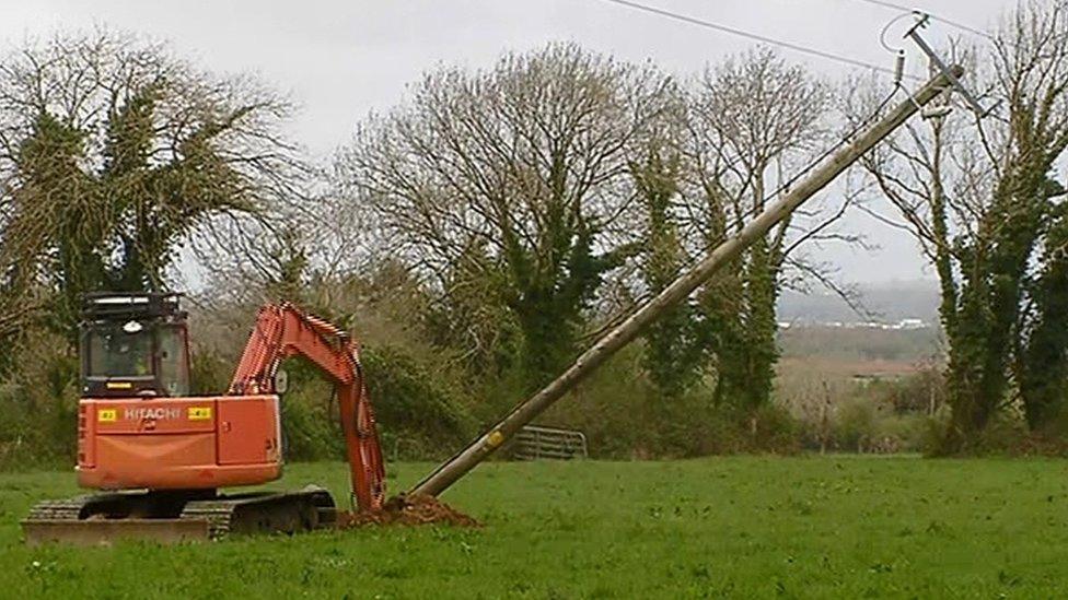 Power line affected by storm