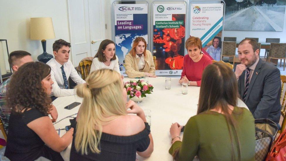 Nicola Sturgeon meeting students