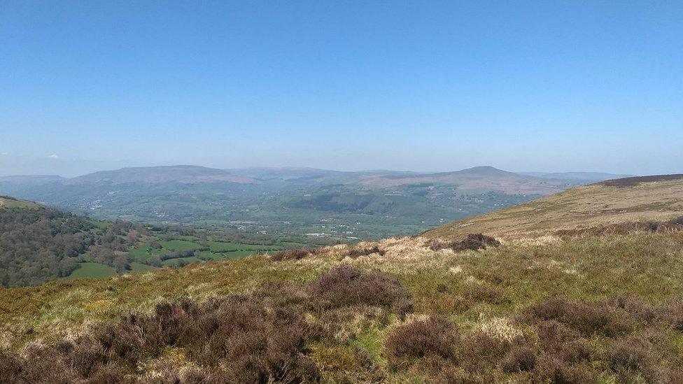 Blue skies over the Brecon Beacons.