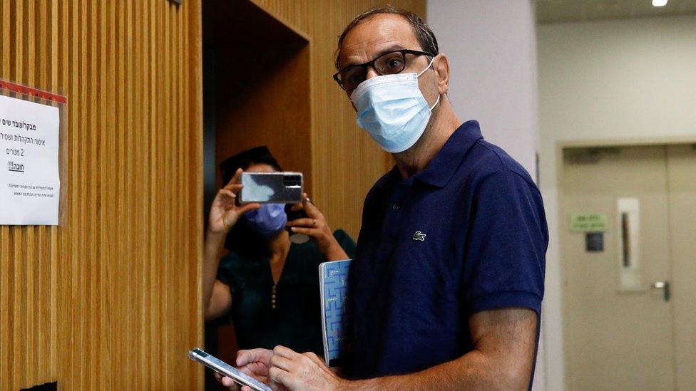 Shmuel Peleg, the maternal grandfather of Eitan Biran, attends a family court hearing in Tel Aviv, Israel (23 September 2021)