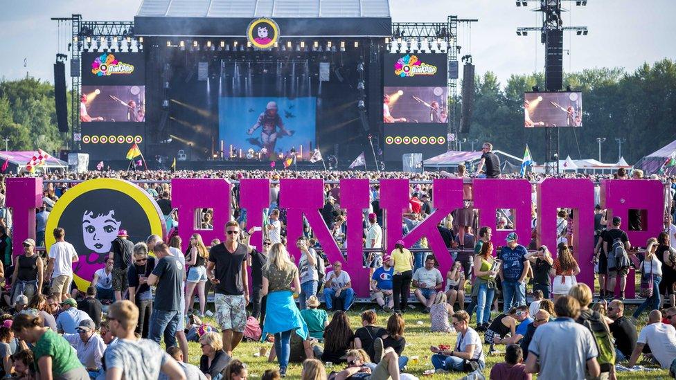 Festival audience enjoys the first day of the Pinkpop music festival, at Landgraaf, The Netherlands, 15 June 2018. EPA/MARCEL VAN HOORN