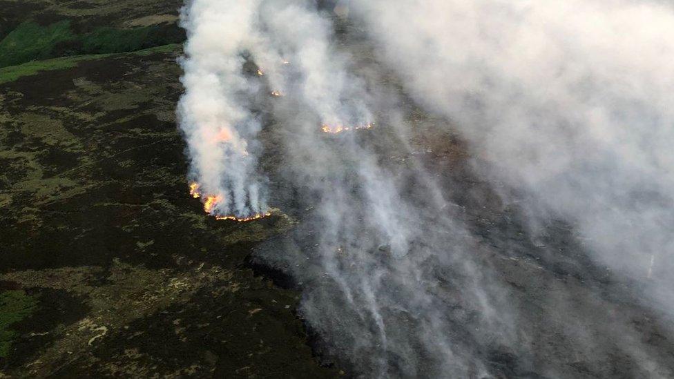 Saddleworth Moor smoke on Tue evening