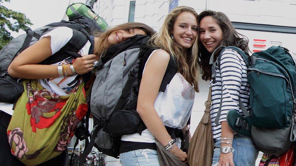 Young French backpackers in Berlin, 19 Jul 10