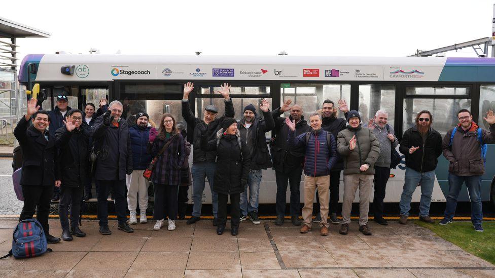 Self-driving bus passengers