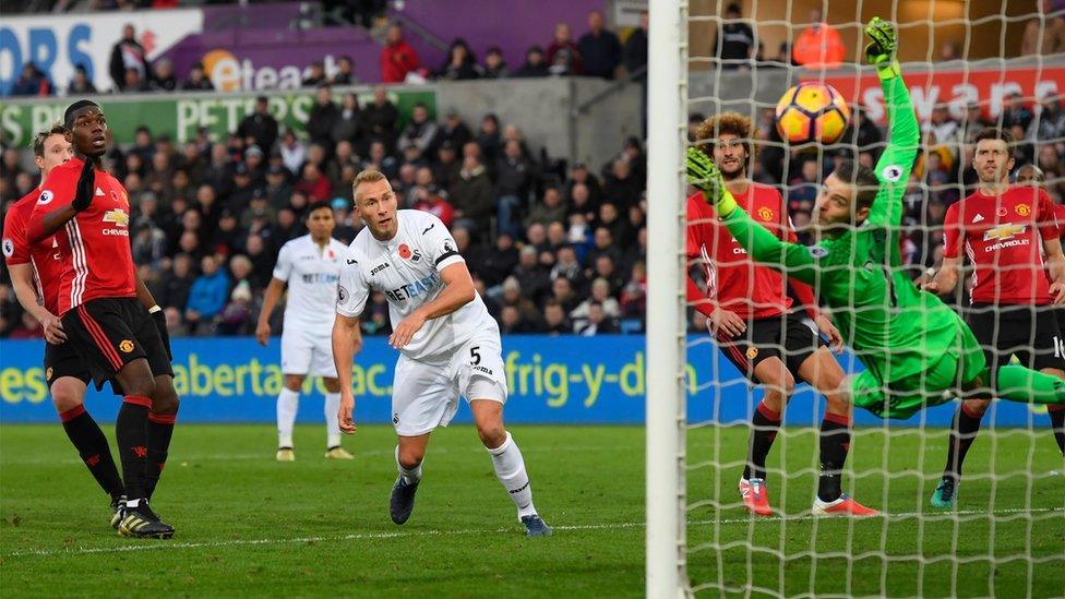 Swansea score against Manchester United