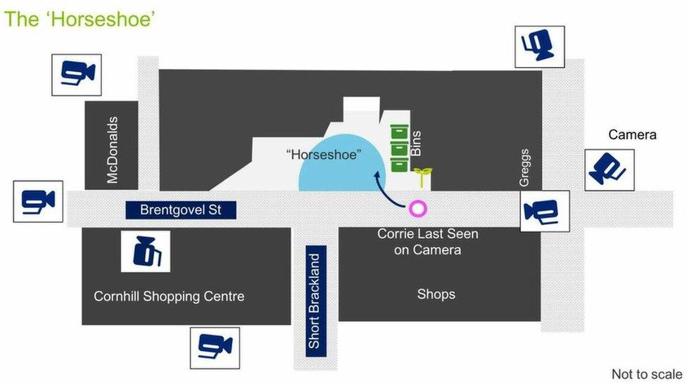 An illustrative map of where Corrie Mckeague was last seen