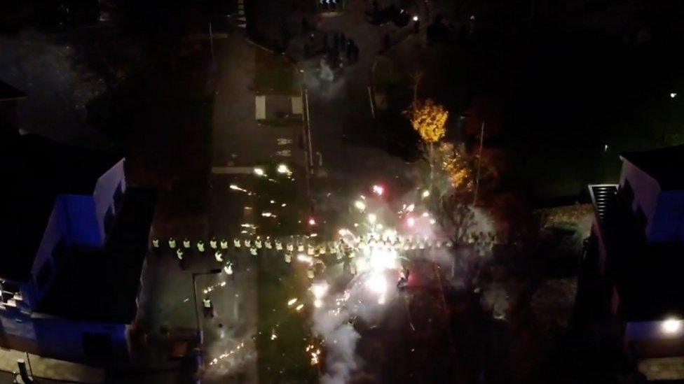 Fireworks on the street in Edinburgh