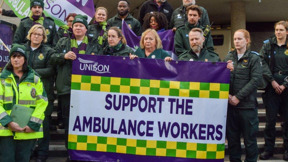 Ambulance workers on strike