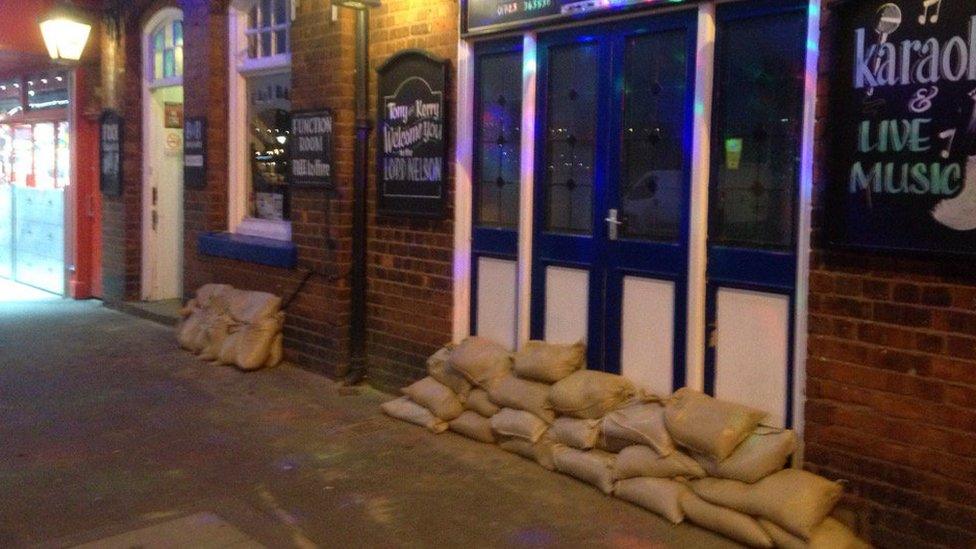 Surge preparations in Scarborough, North Yorkshire