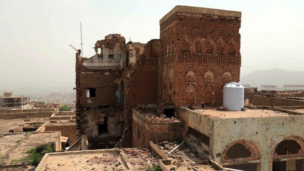 A picture shows the extensive damages at the National Museum in Yemen's third city of Taez on July 13, 2020