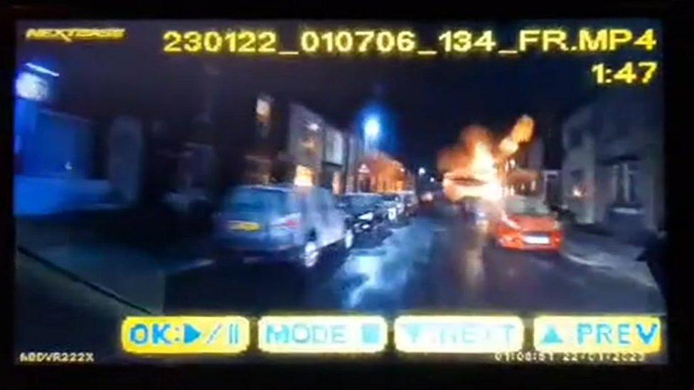 The dash camera footage of the explosion