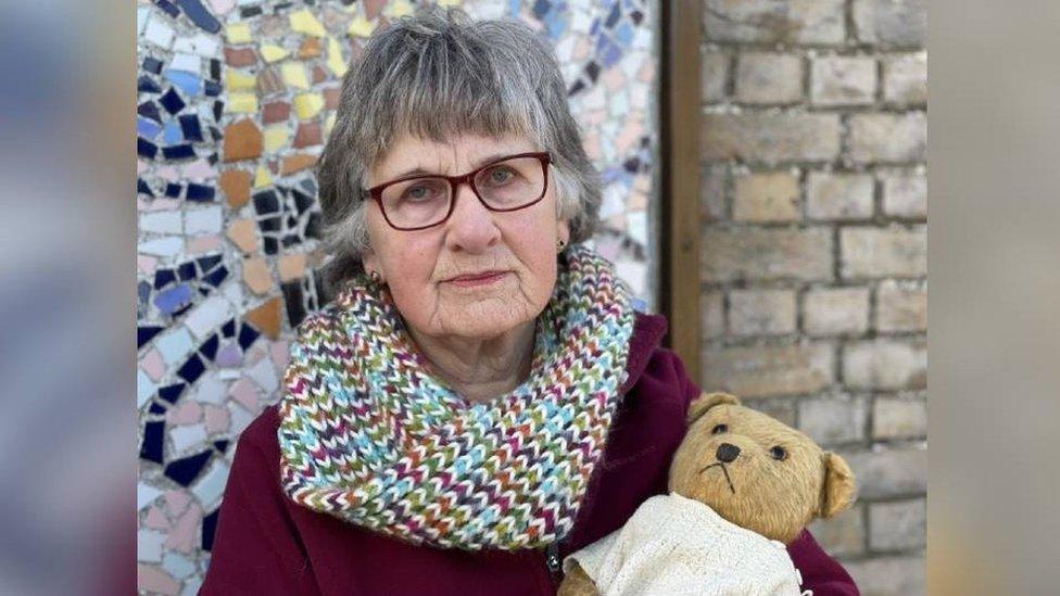 Carol Norden and her teddy called Jennifer