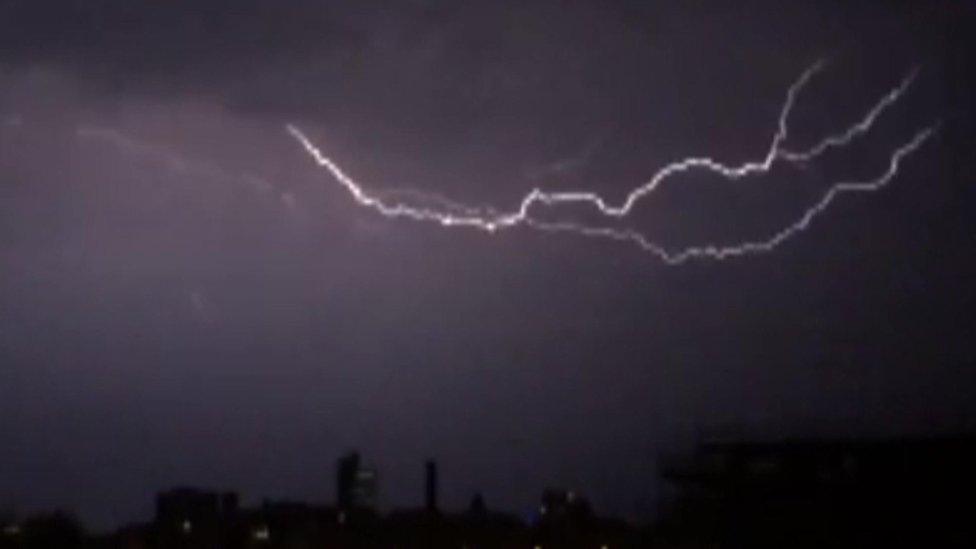 Lightning across Manchester