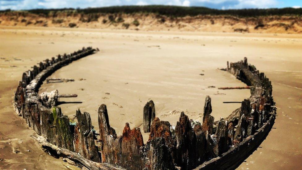 Wreck at Cefn Sidan beach, Pembrey, Carmarthenshire