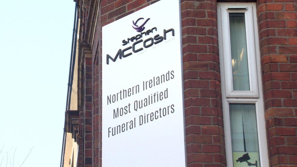 Sign at Stephen McCosh's funeral parlour