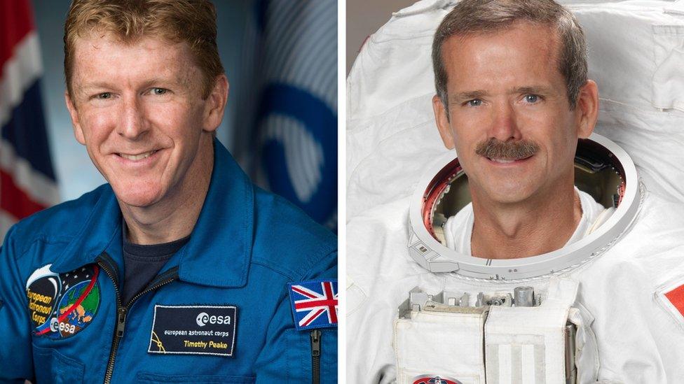 Astronauts Tim Peake (left) and Chris Hadfield (right)