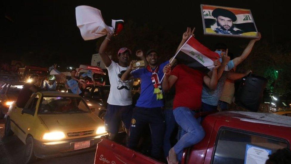 Supporters of Moqtada Sadr celebrate in Baghdad, Iraq. Photo: 14 May 2018