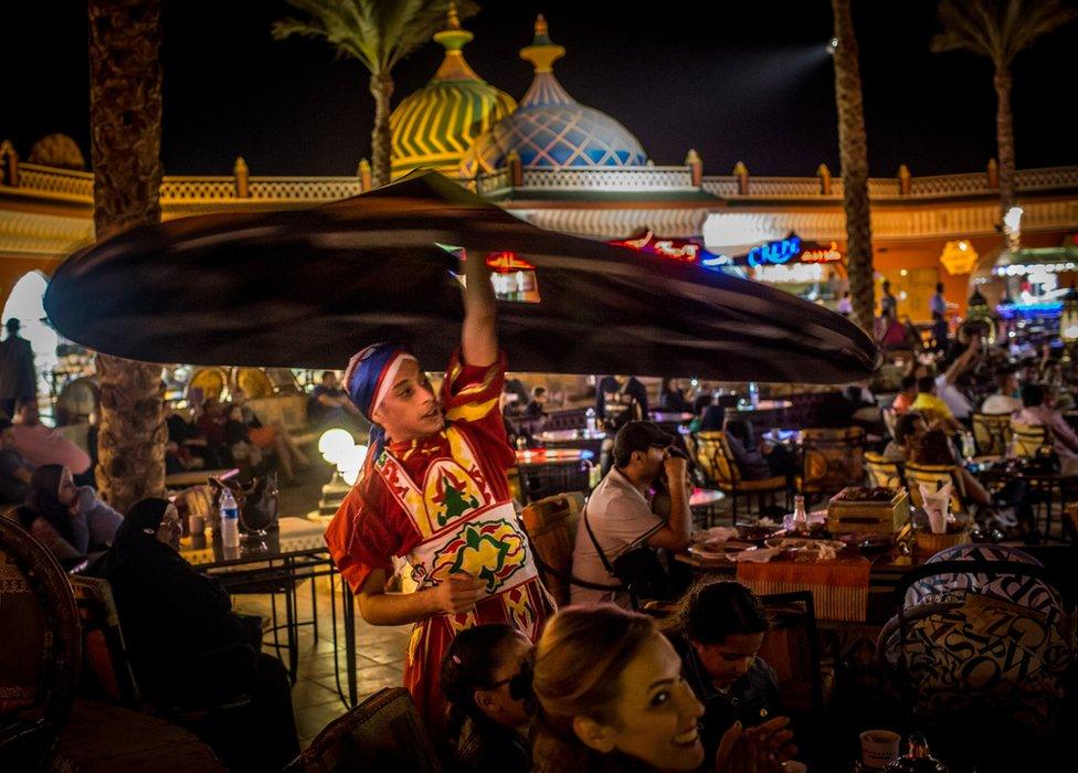 A dancer performing for tourists in an amusement park in Sharm el-Sheikh, Egypt - Sunday 3 April 2016