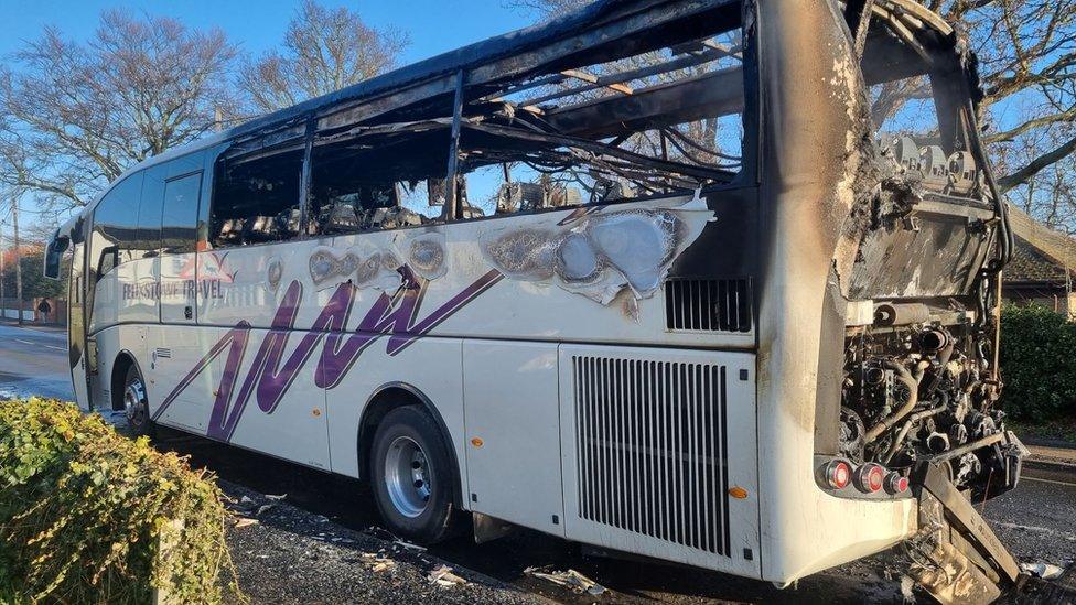 Burnt out bus