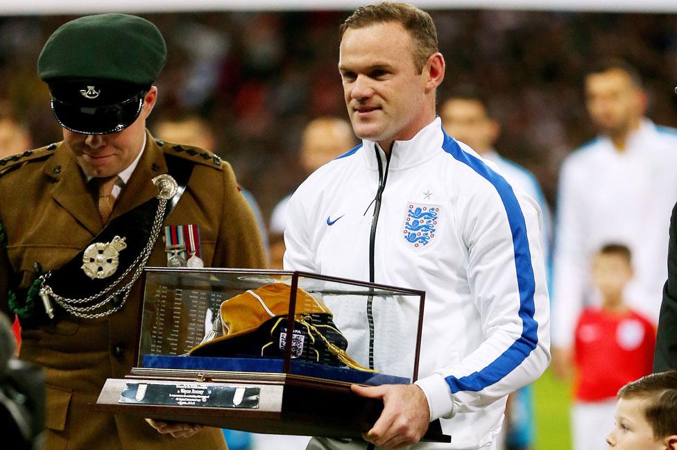 Wayne Rooney with his 100th England cap