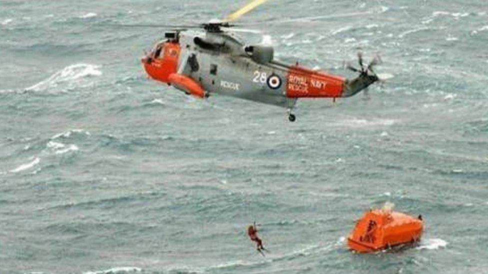 Helicopter and lifeboat