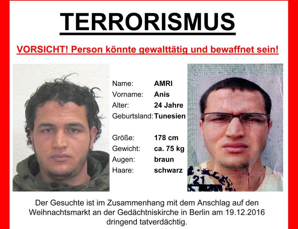 German police wanted poster for Anis Amri, 21 Dec 16