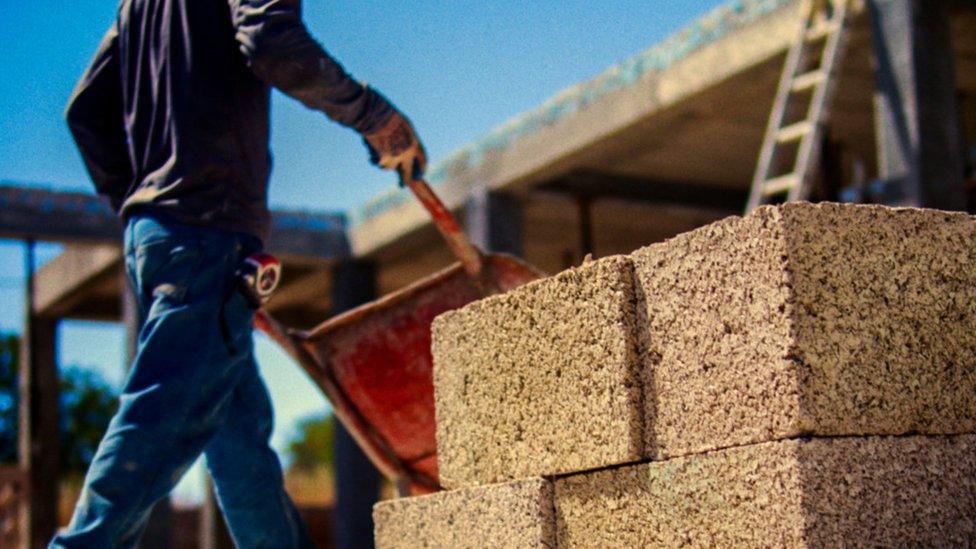 Hemp blocks being used in construction