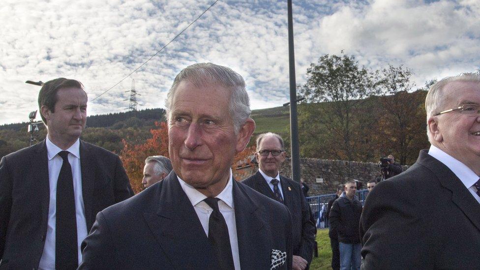 The Prince of Charles visits Aberfan on the 50th anniversary of the disaster