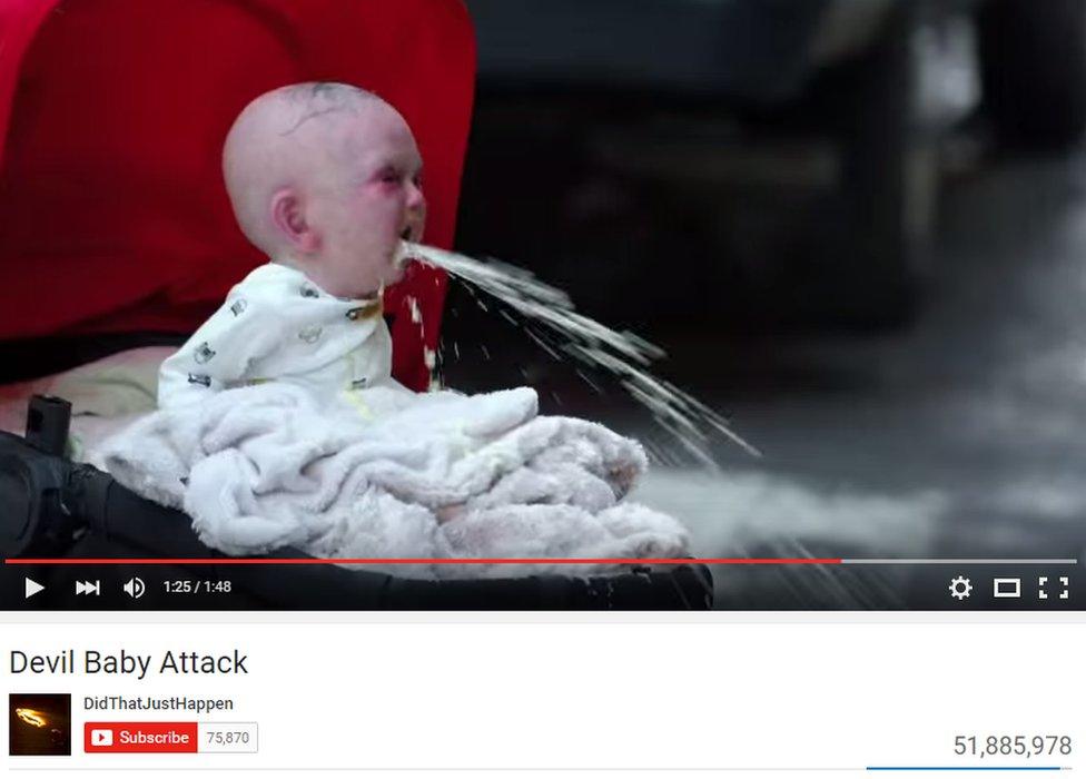 Screengrab of Thinkmodo's baby in pram video