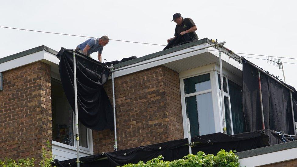 Workers on the roof