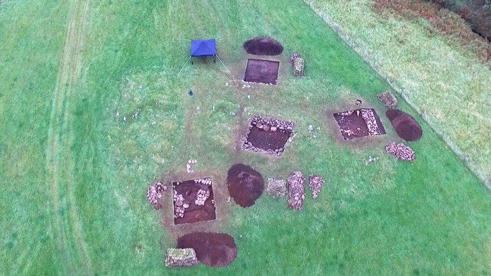 Aerial of digs on Mull