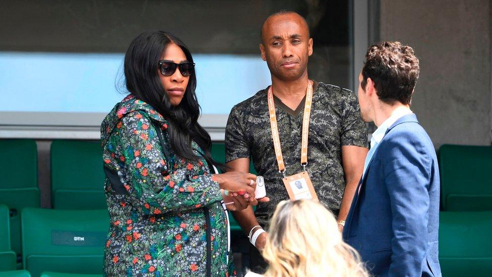 Serena Williams (left) watched her sister, Venus, play at the French Open in Paris on Wednesday