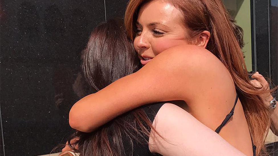 Jesy Nelson hugging Sabian Lucas