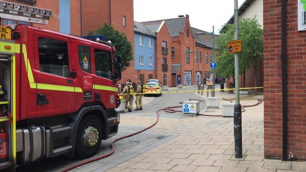 Fire and police at Riverside, Norwich