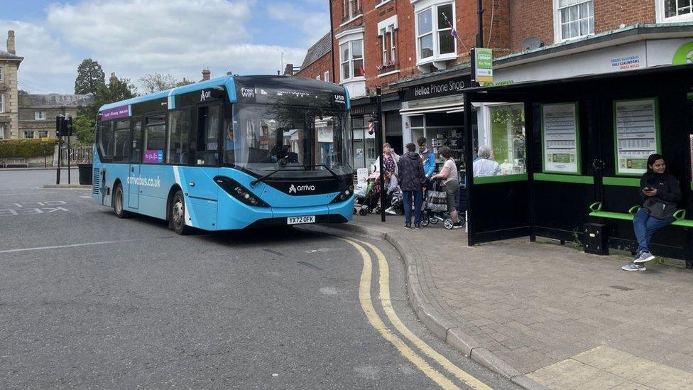 An Arriva bus in Leighton Buzzard