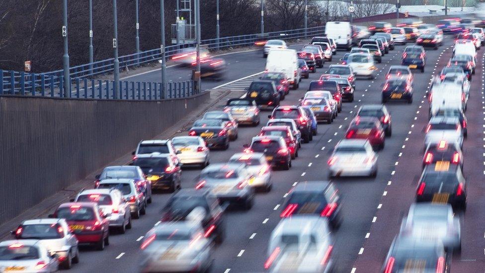 Lots of traffic on a motorway