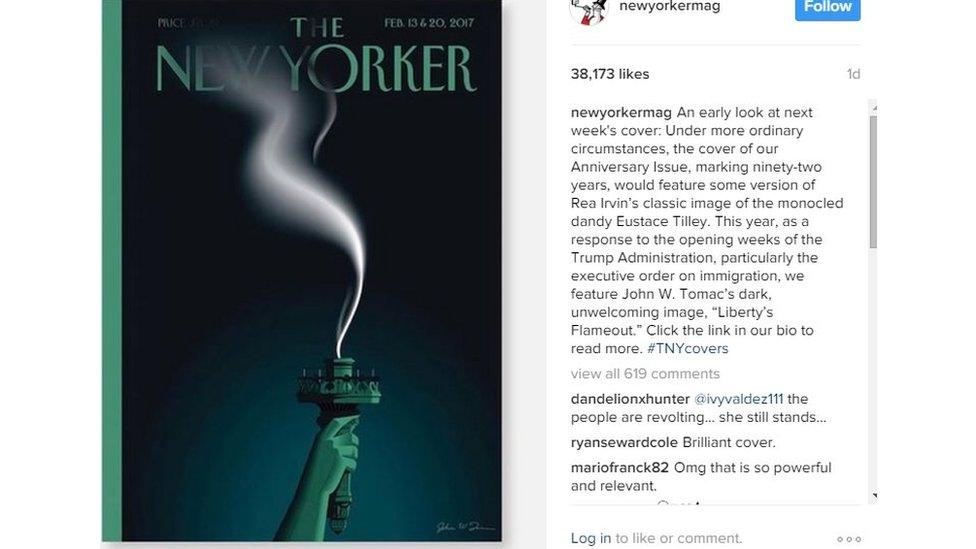 New Yorker new cover shows the Statue of Liberty with an extinguished flame