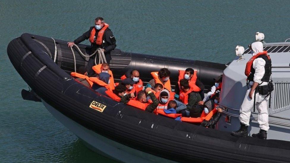 Migrants being brought to Dover on Thursday