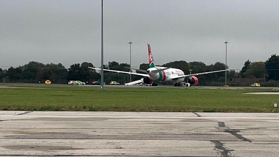 Kenya Airways plane, Stansted Airport