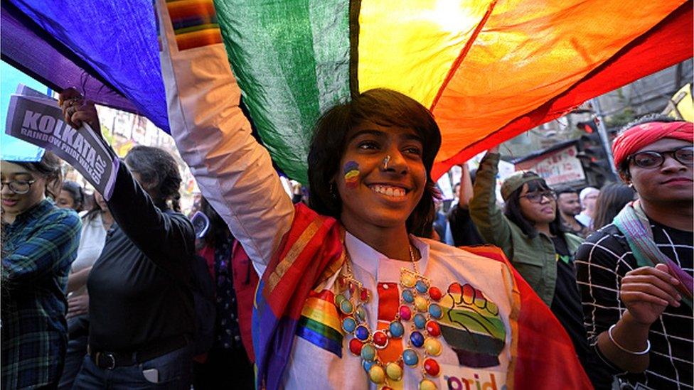 At a pride parade in India