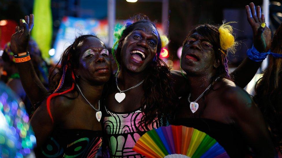 Members of the Tiwi Islands aboriginal transgender community attend the Sydney Gay and Lesbian Mardi Gras parade on March 4, 2017 in Sydney, Australia.