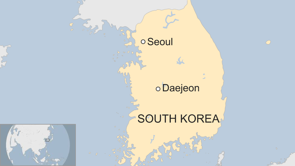 Map showing Daejeon in South Korea