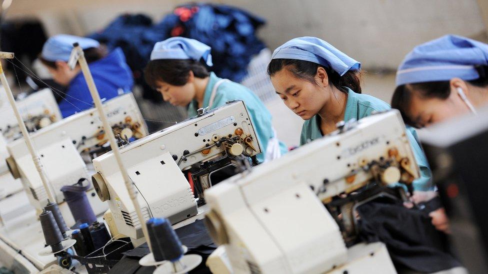 Workers in a Chinese factory