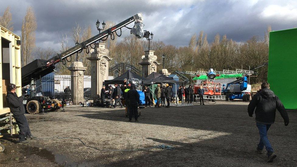 The set of The Crown at Elstree Studios in North London