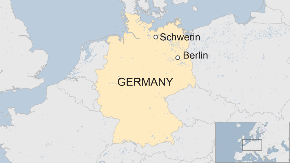 Map of Germany showing Berlin and Schwerin