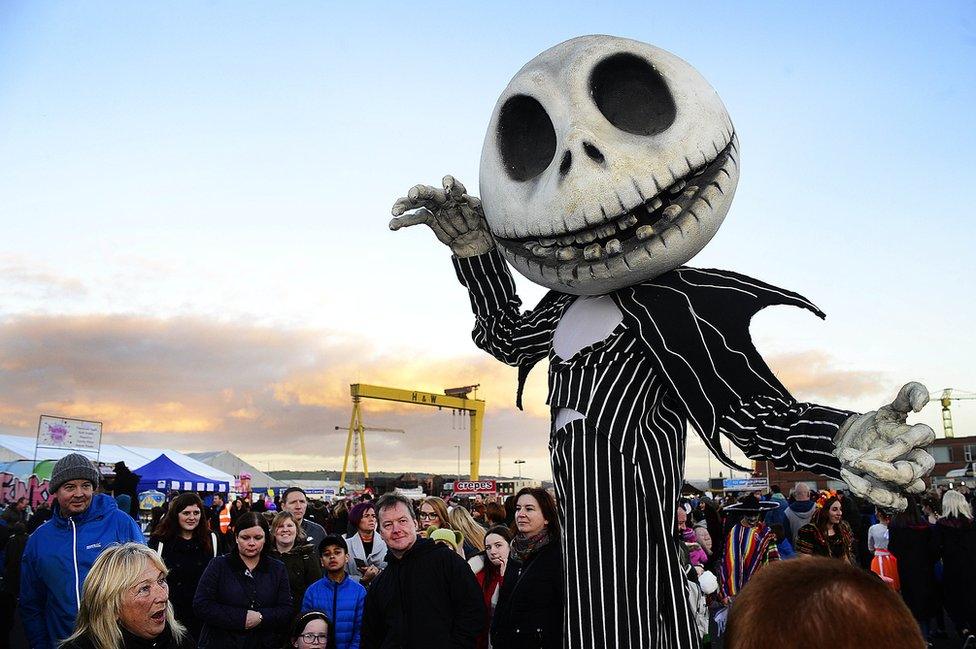 A performer at the Halloween Monster Mash in Belfast