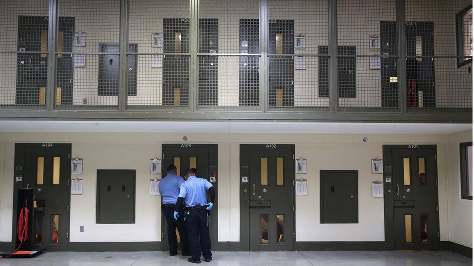 An immigrant detention centre in Adelanto, California, run by the private prison company GEO Group